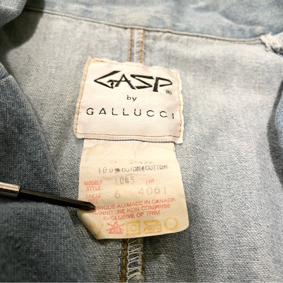 Vintage Gasp By Galucci Sleeveless Long Open Front Denim Vest Size 6 - Picture 4 of 16